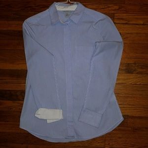 H&M Business-Blue & White Pinstripe Button-Up